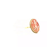 14k Yellow Gold Oval Cameo Vintage Ring 20x15 Size 8